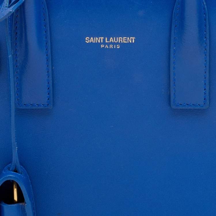 Pre Owned Saint Laurent Blue Leather Nano Classic Sac De Jour Tote