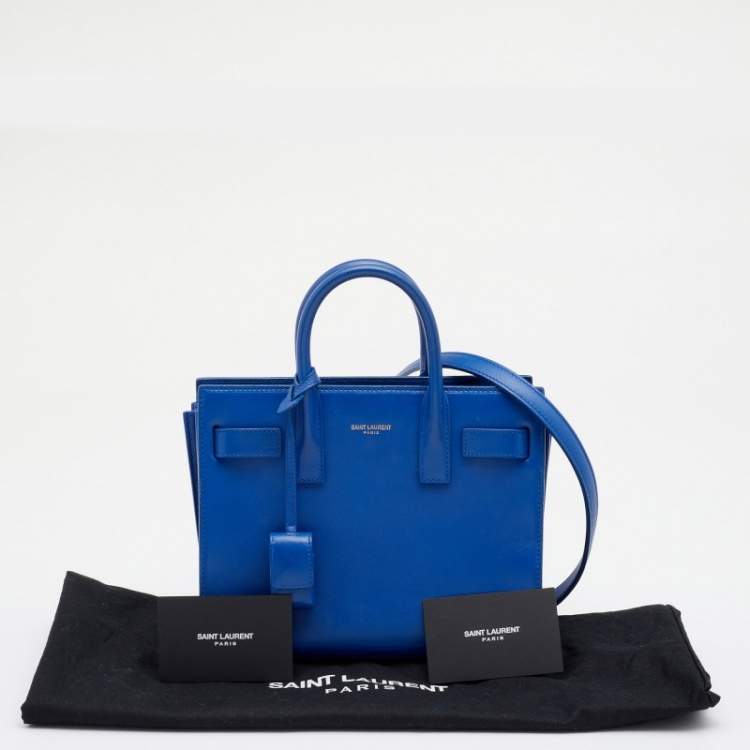 Pre Owned Saint Laurent Blue Leather Nano Classic Sac De Jour Tote