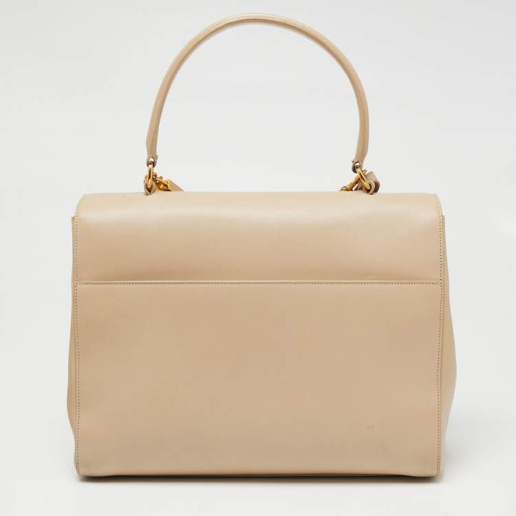 Pre Owned Saint Laurent Beige Leather Medium Moujik Top Handle Bag