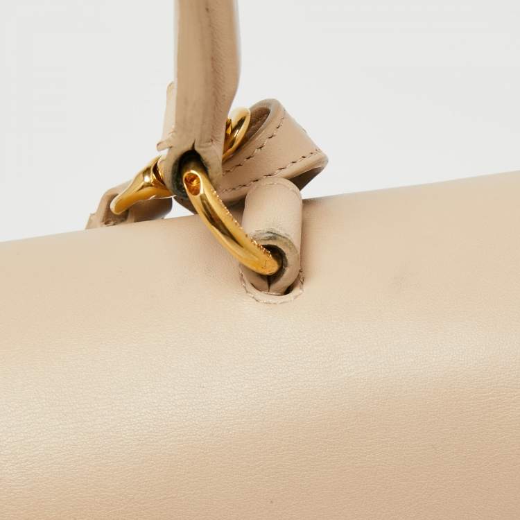 Pre Owned Saint Laurent Beige Leather Medium Moujik Top Handle Bag