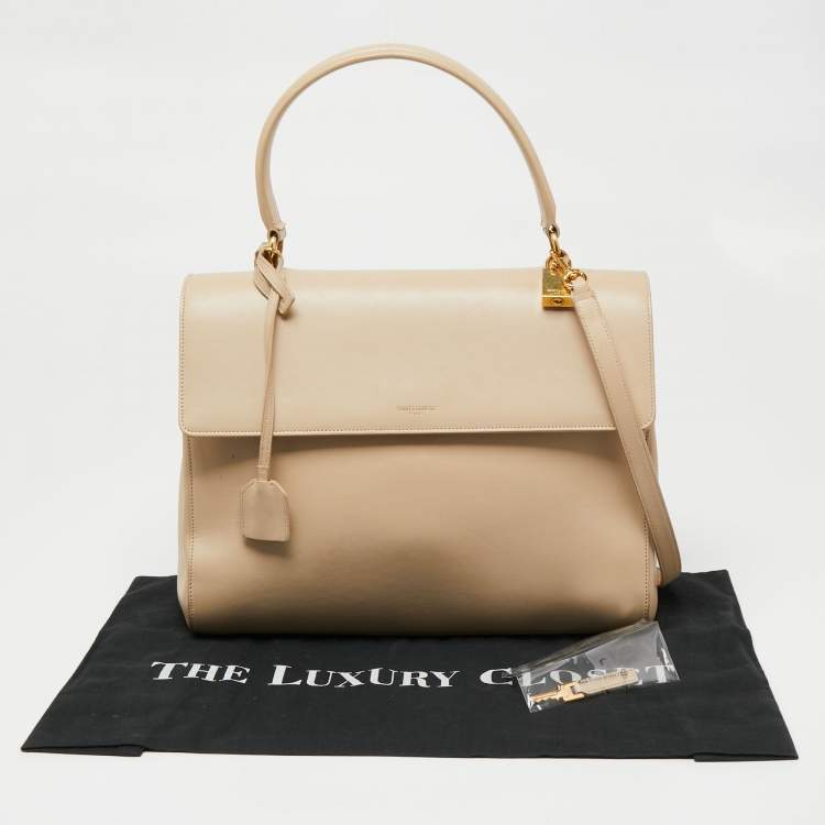 Pre Owned Saint Laurent Beige Leather Medium Moujik Top Handle Bag