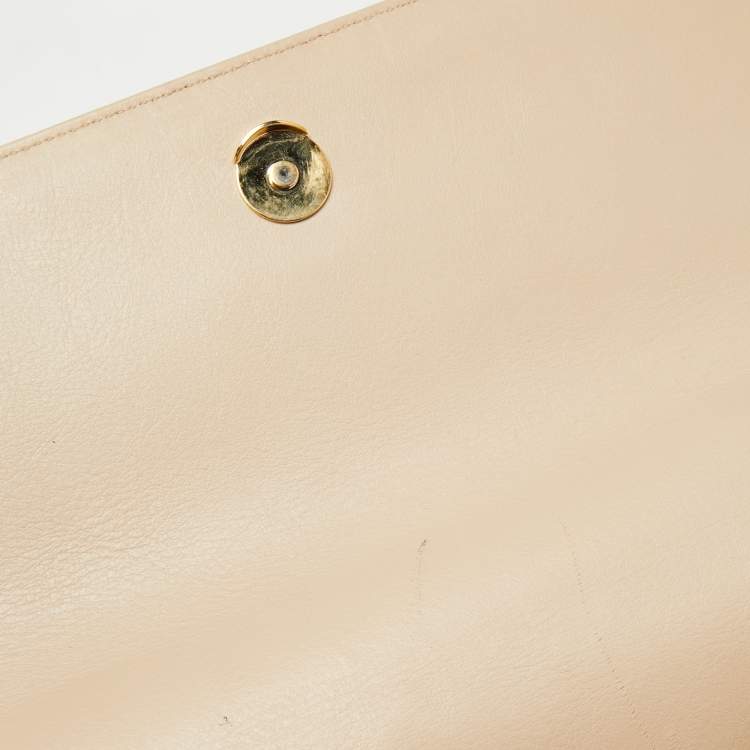 Pre Owned Saint Laurent Beige Leather Medium Moujik Top Handle Bag