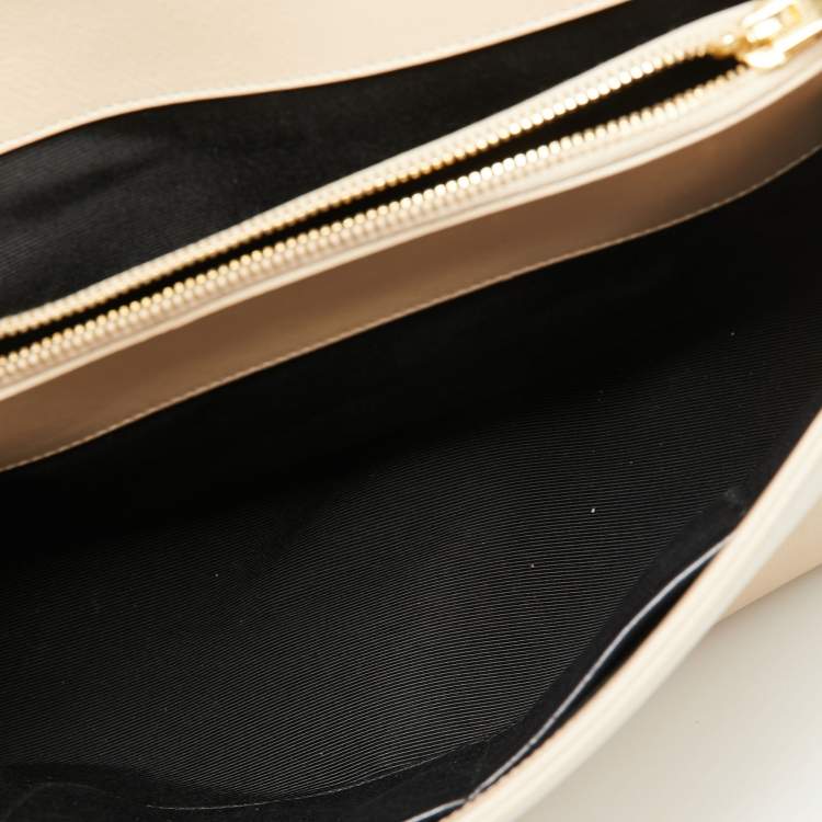 Pre Owned Saint Laurent Beige Leather Medium Moujik Top Handle Bag