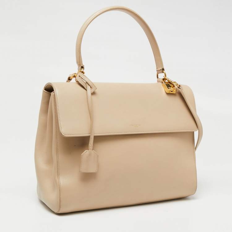 Pre Owned Saint Laurent Beige Leather Medium Moujik Top Handle Bag