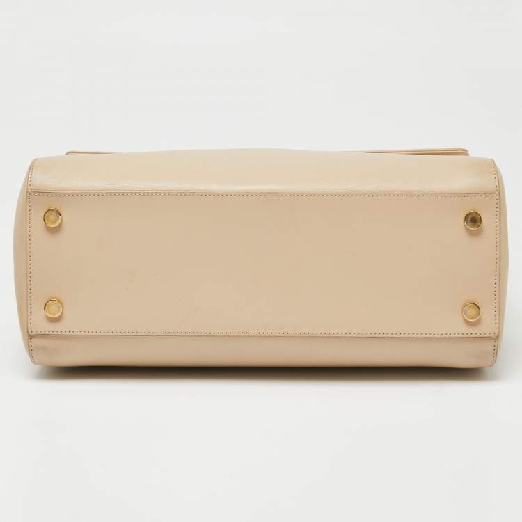 Pre Owned Saint Laurent Beige Leather Medium Moujik Top Handle Bag