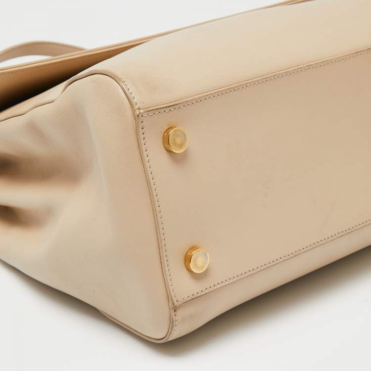 Pre Owned Saint Laurent Beige Leather Medium Moujik Top Handle Bag