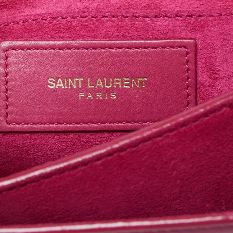 Pre Owned Saint Laurent Fuchsia Leather Mini Chyc Crossbody Bag
