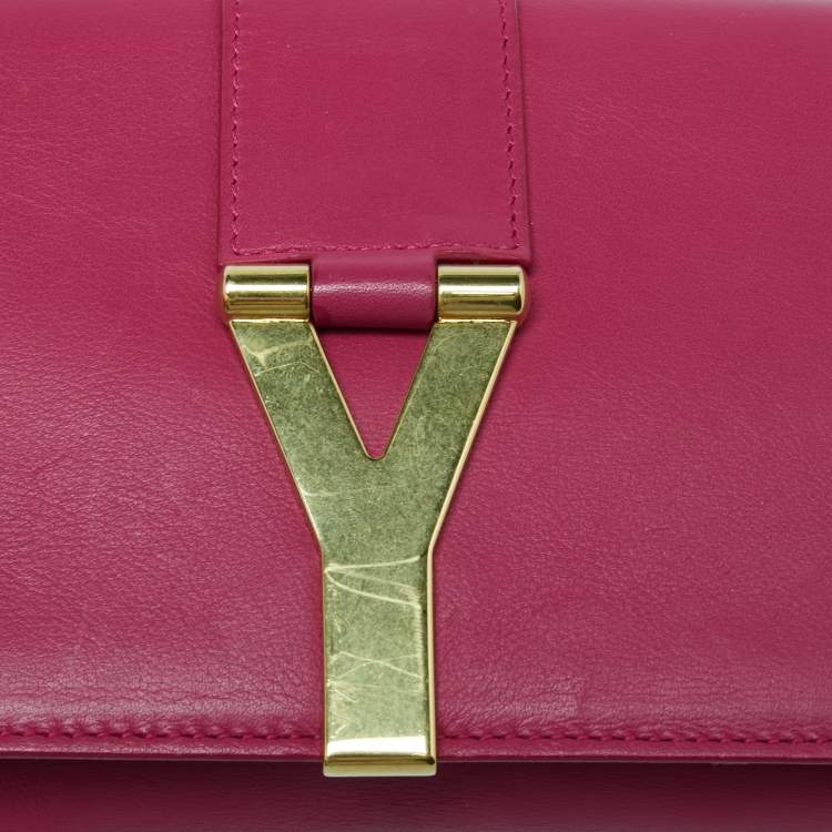 Pre Owned Saint Laurent Fuchsia Leather Mini Chyc Crossbody Bag