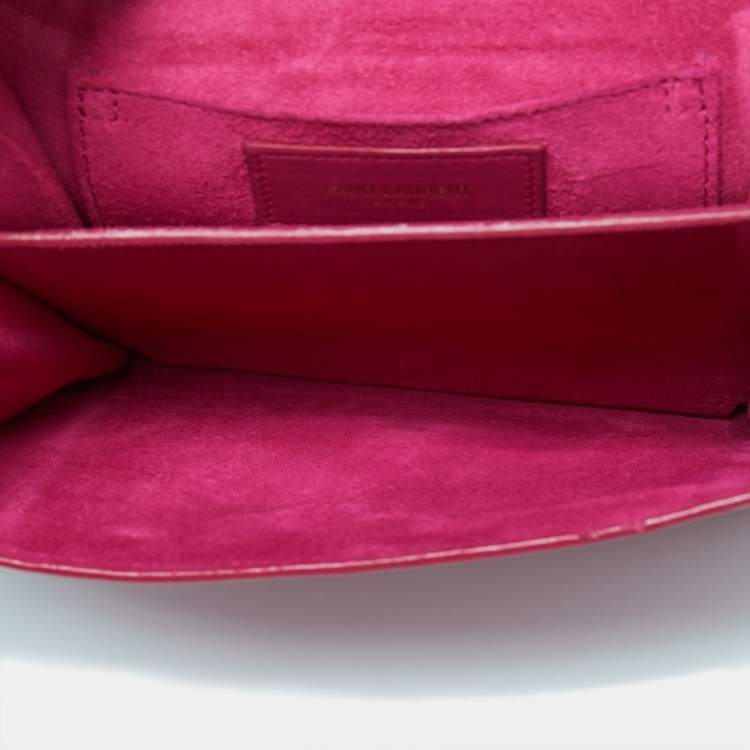 Pre Owned Saint Laurent Fuchsia Leather Mini Chyc Crossbody Bag