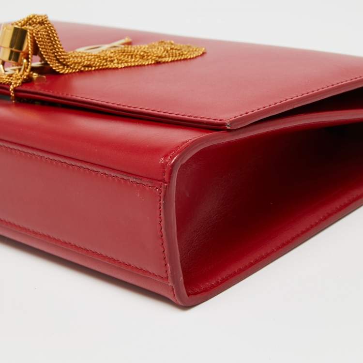 Pre Owned Saint Laurent Red Leather Medium Kate Tassel Shoulder Bag