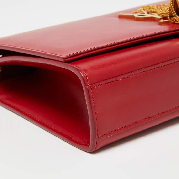 Pre Owned Saint Laurent Red Leather Medium Kate Tassel Shoulder Bag