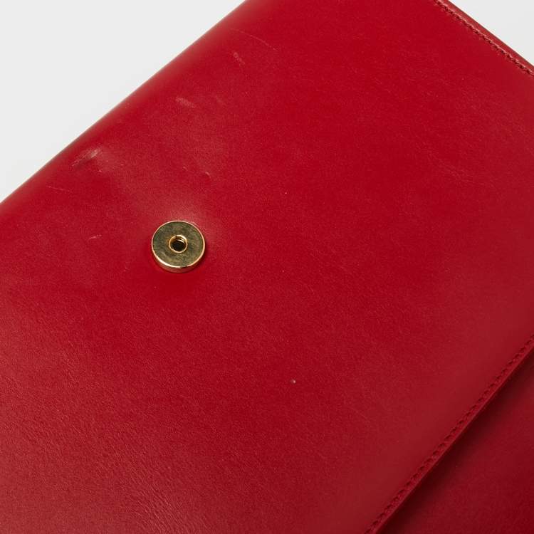Pre Owned Saint Laurent Red Leather Medium Kate Tassel Shoulder Bag