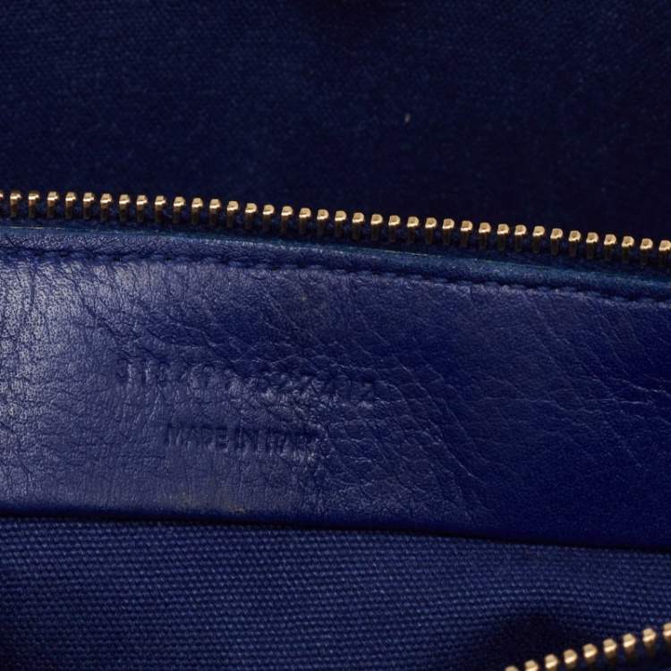 Pre Owned Saint Laurent Blue Leather and Fabric Muse Two Bag