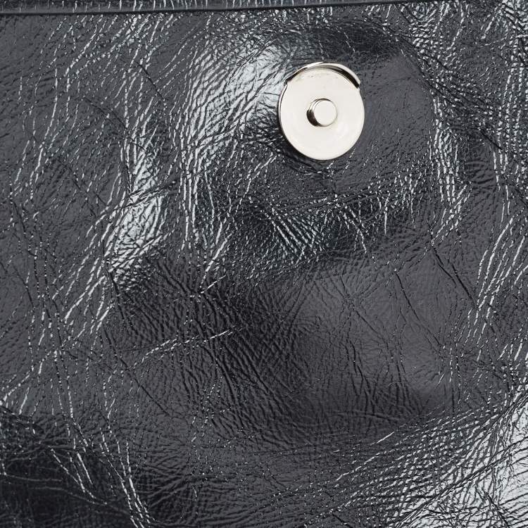 Pre Owned Saint Laurent Black Crinkled Leather Large Niki Shoulder Bag