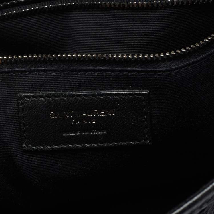 Pre Owned Saint Laurent Black Crinkled Leather Large Niki Shoulder Bag
