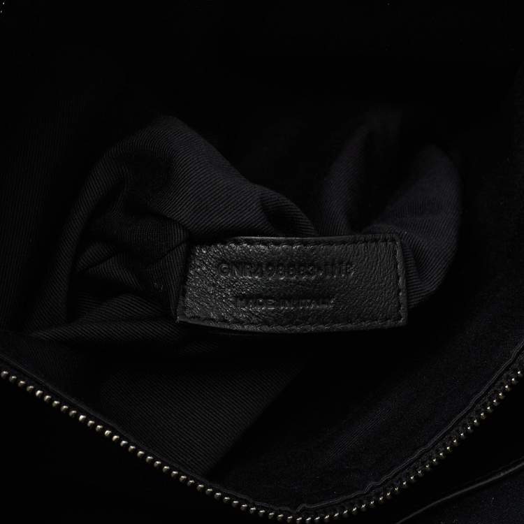 Pre Owned Saint Laurent Black Crinkled Leather Large Niki Shoulder Bag