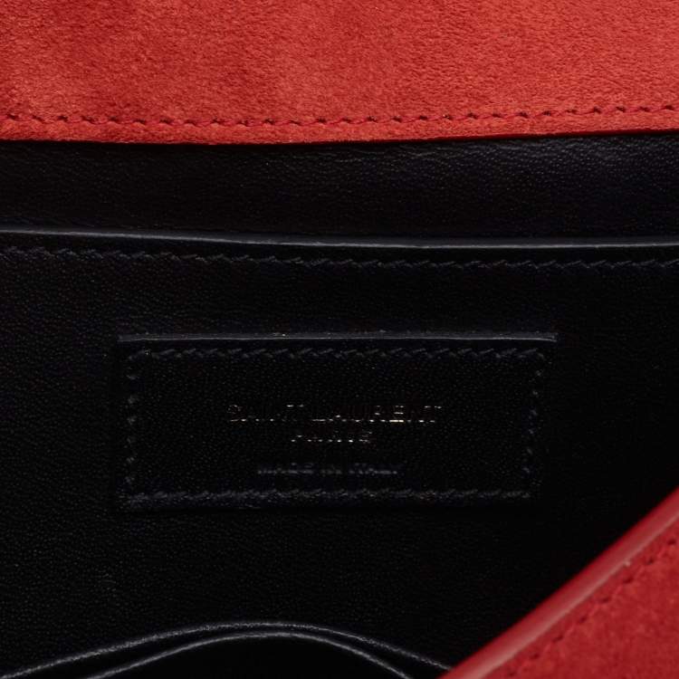 Pre Owned Saint Laurent Brick Brown Suede Star Patchwork Spontini Shoulder Bag
