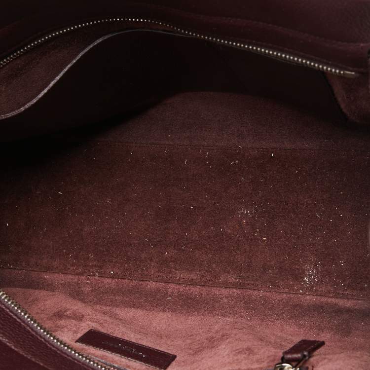 Pre Owned Saint Laurent Burgundy Leather Small Rive Gauche Cabas Tote