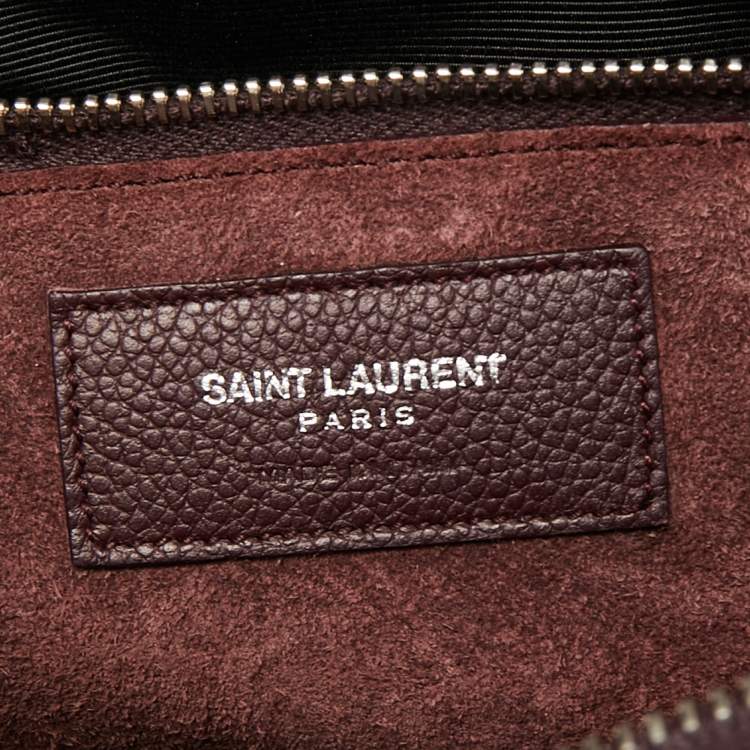 Pre Owned Saint Laurent Burgundy Leather Small Rive Gauche Cabas Tote