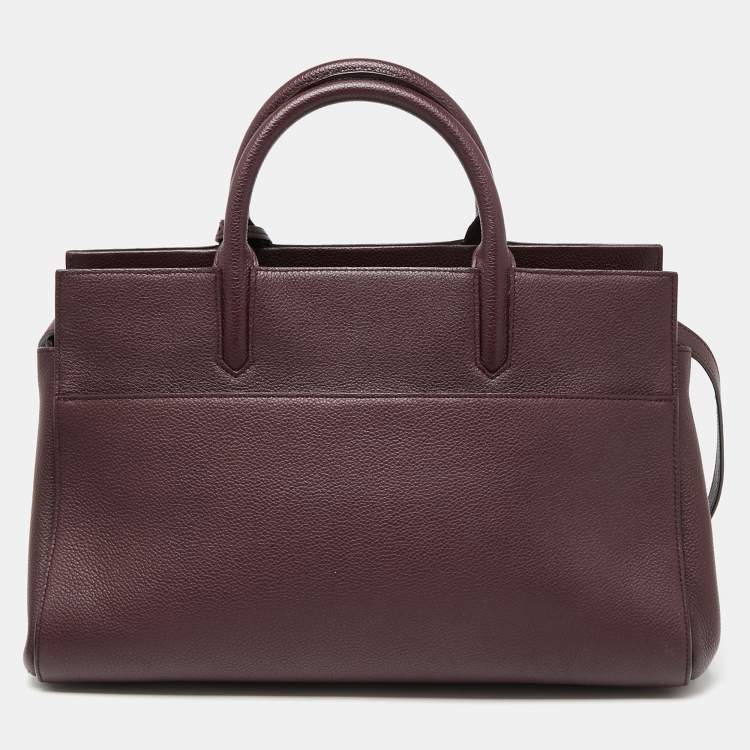 Pre Owned Saint Laurent Burgundy Leather Small Rive Gauche Cabas Tote