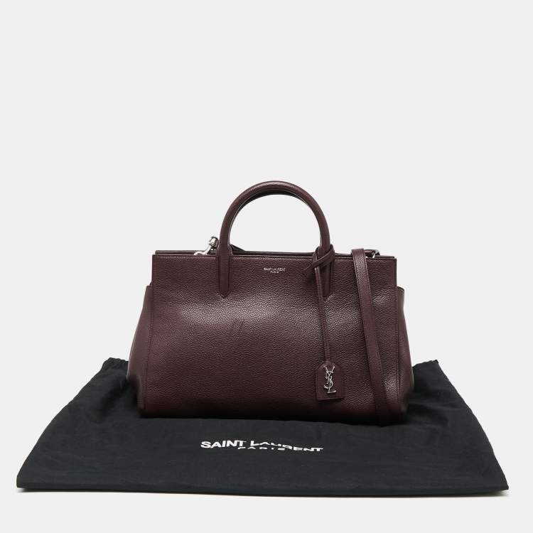 Pre Owned Saint Laurent Burgundy Leather Small Rive Gauche Cabas Tote