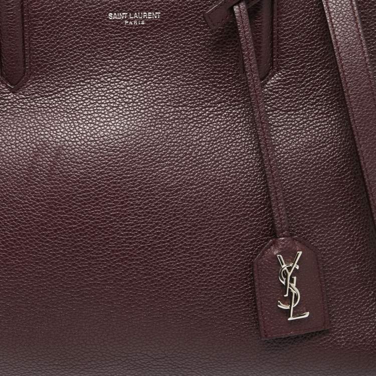 Pre Owned Saint Laurent Burgundy Leather Small Rive Gauche Cabas Tote