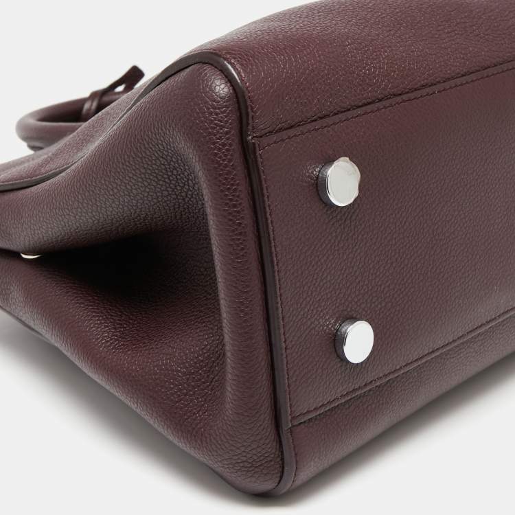 Pre Owned Saint Laurent Burgundy Leather Small Rive Gauche Cabas Tote