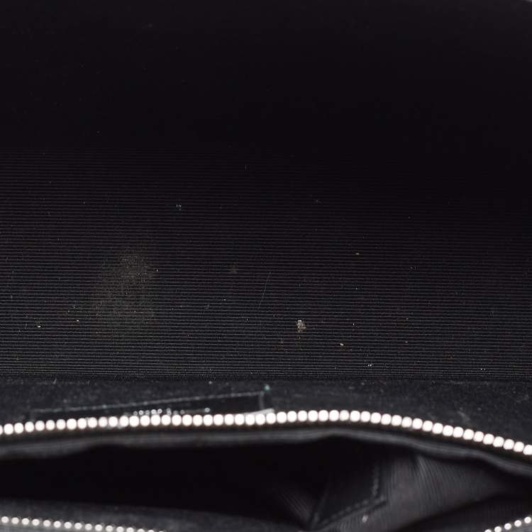 Pre Owned Saint Laurent Grey Matelassé Leather Monogram Envelope Shoulder Bag