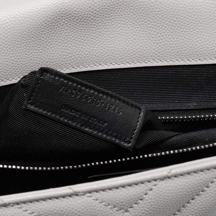 Pre Owned Saint Laurent Grey Matelassé Leather Monogram Envelope Shoulder Bag
