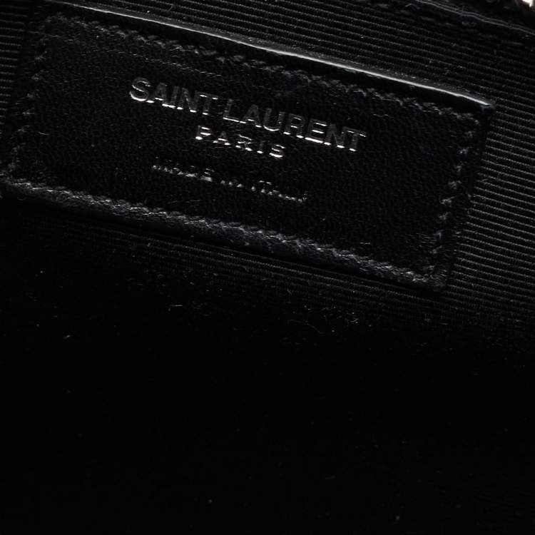 Pre Owned Saint Laurent Grey Matelassé Leather Monogram Envelope Shoulder Bag