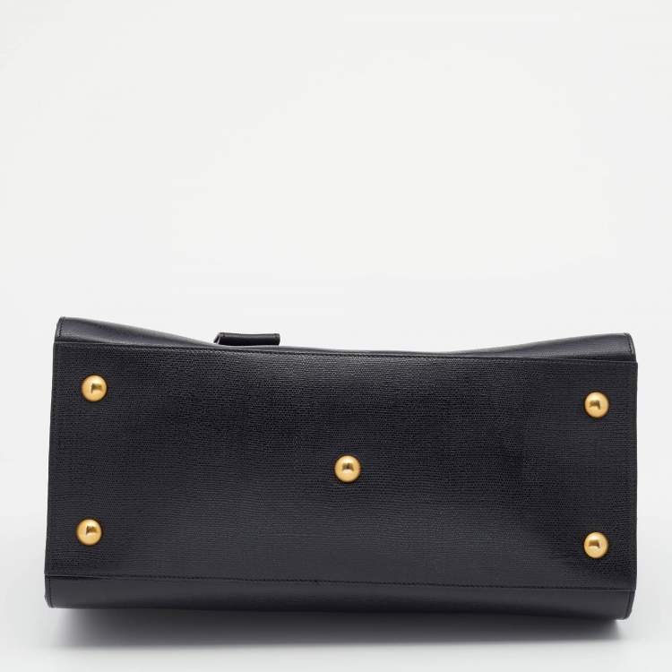 Pre Owned Saint Laurent Black Leather Medium Cabas Chyc Tote