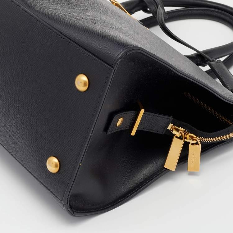 Pre Owned Saint Laurent Black Leather Medium Cabas Chyc Tote