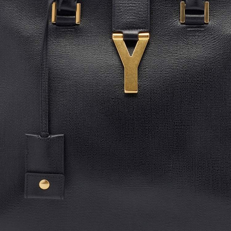 Pre Owned Saint Laurent Black Leather Medium Cabas Chyc Tote