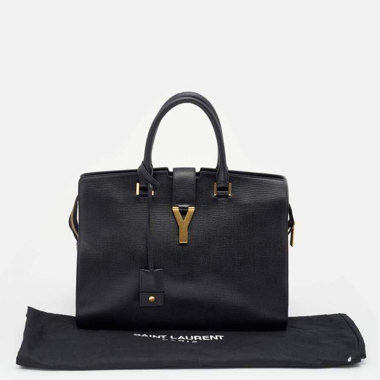 Pre Owned Saint Laurent Black Leather Medium Cabas Chyc Tote
