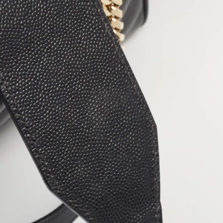 Pre Owned Saint Laurent Black Matelassé Leather Cassandre Shopper Tote