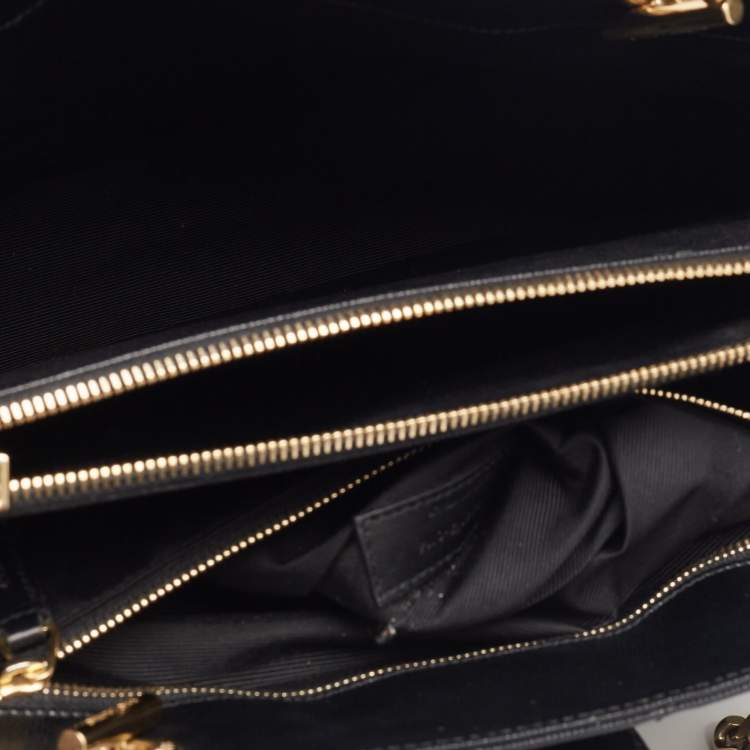 Pre Owned Saint Laurent Black Matelassé Leather Cassandre Shopper Tote