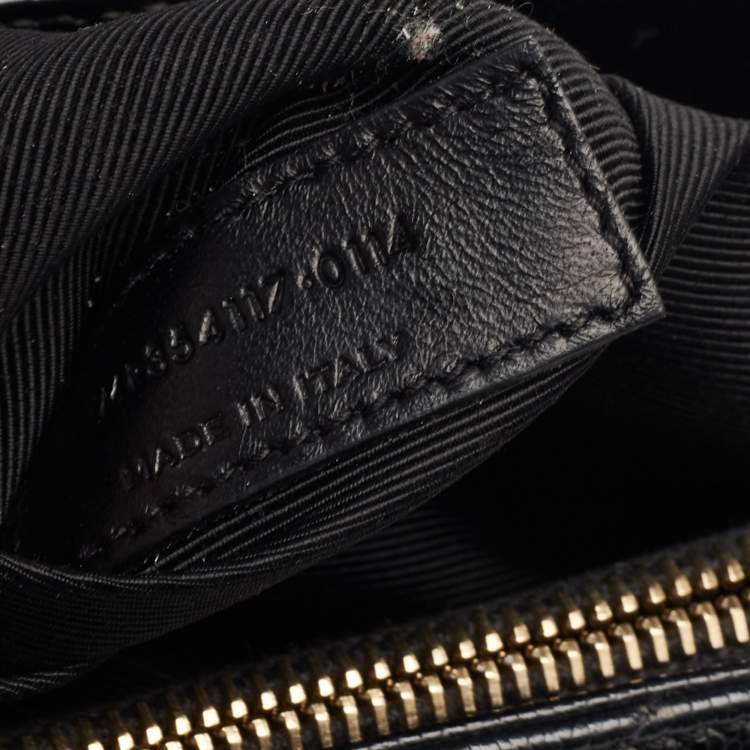 Pre Owned Saint Laurent Black Matelassé Leather Cassandre Shopper Tote