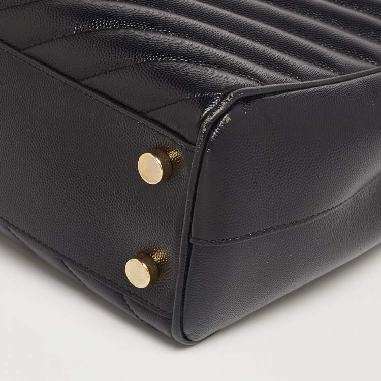 Pre Owned Saint Laurent Black Matelassé Leather Cassandre Shopper Tote