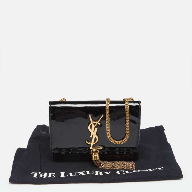 Pre Owned Saint Laurent Black Patent Leather Small Kate Tassel Shoulder Bag