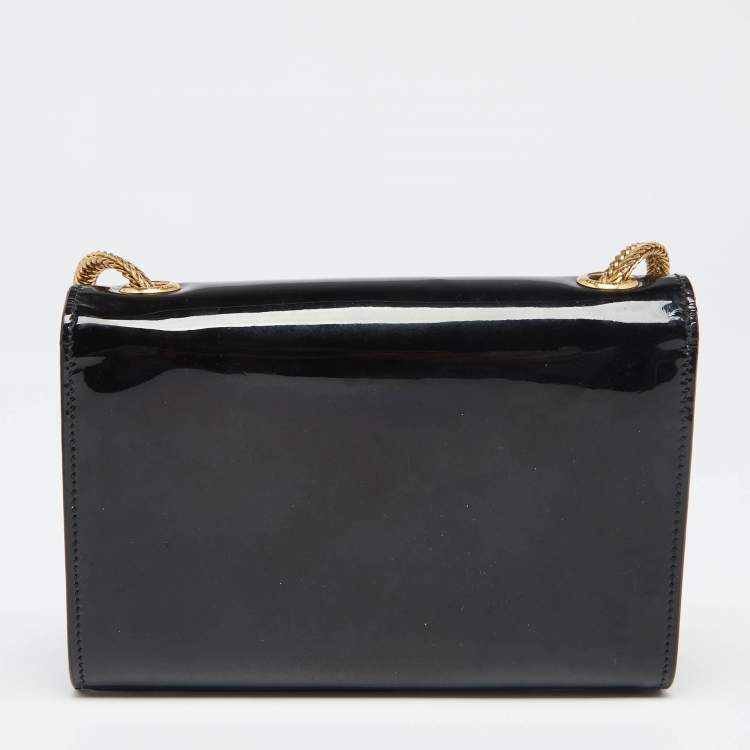Pre Owned Saint Laurent Black Patent Leather Small Kate Tassel Shoulder Bag