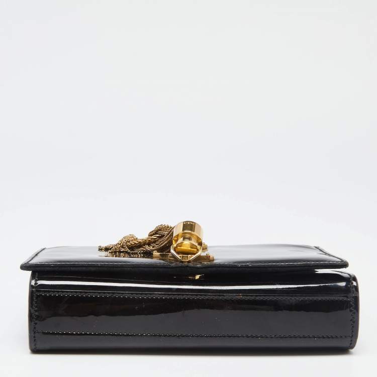 Pre Owned Saint Laurent Black Patent Leather Small Kate Tassel Shoulder Bag