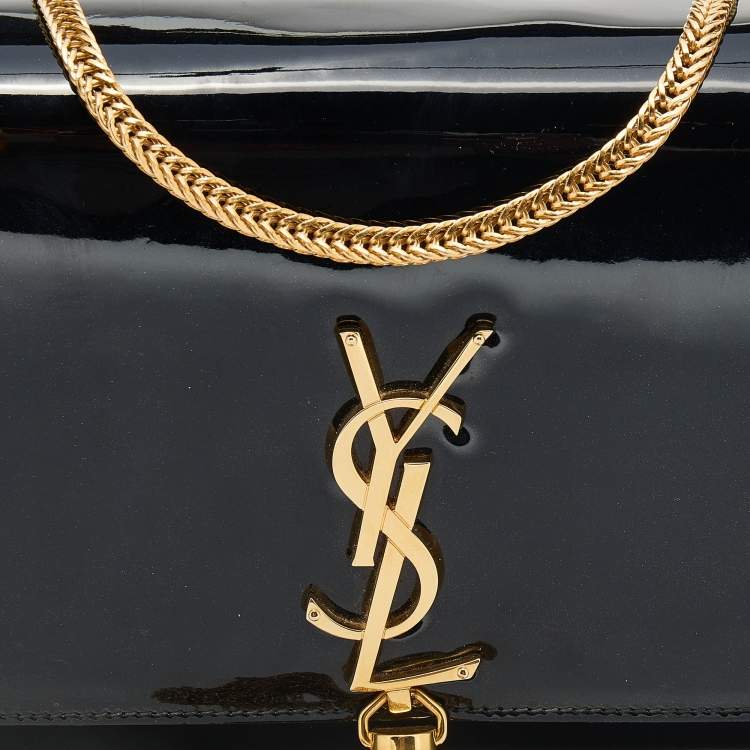 Pre Owned Saint Laurent Black Patent Leather Medium Kate Tassel Shoulder Bag