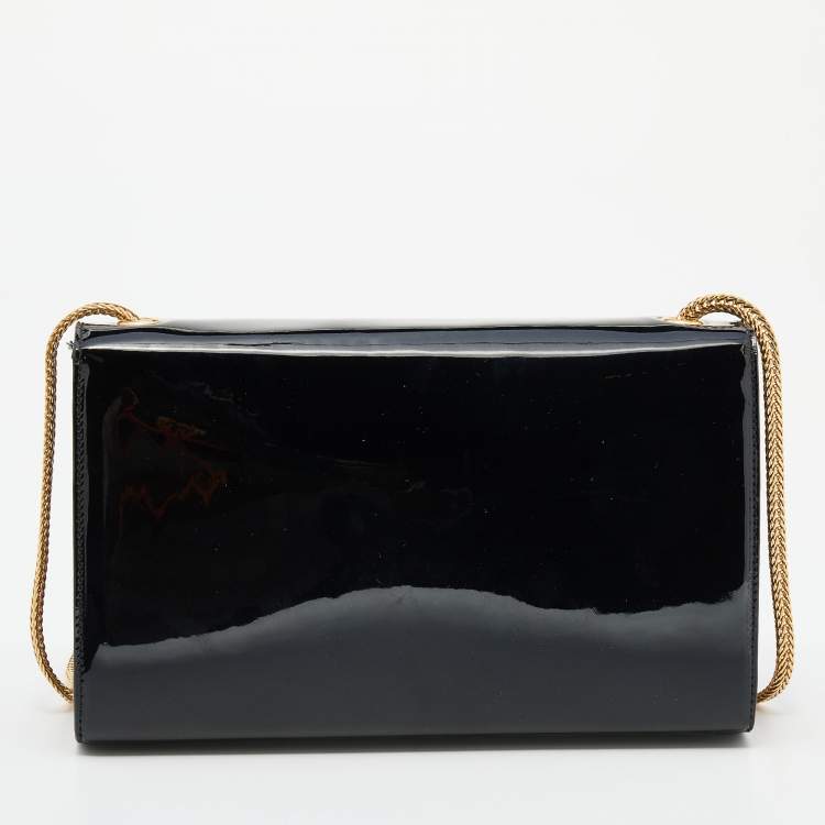 Pre Owned Saint Laurent Black Patent Leather Medium Kate Tassel Shoulder Bag