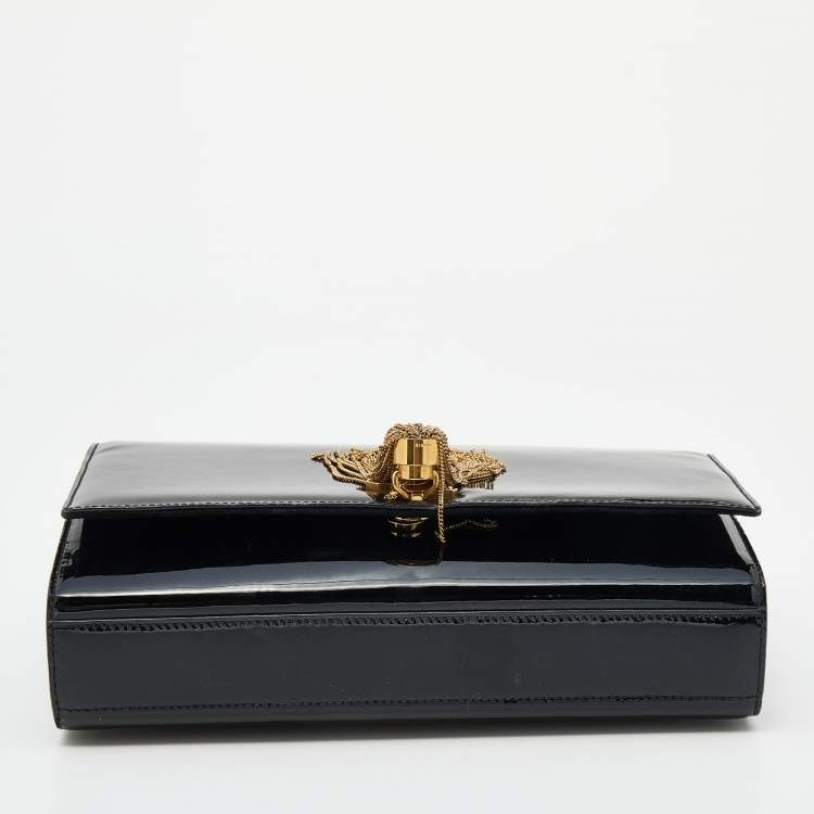 Pre Owned Saint Laurent Black Patent Leather Medium Kate Tassel Shoulder Bag