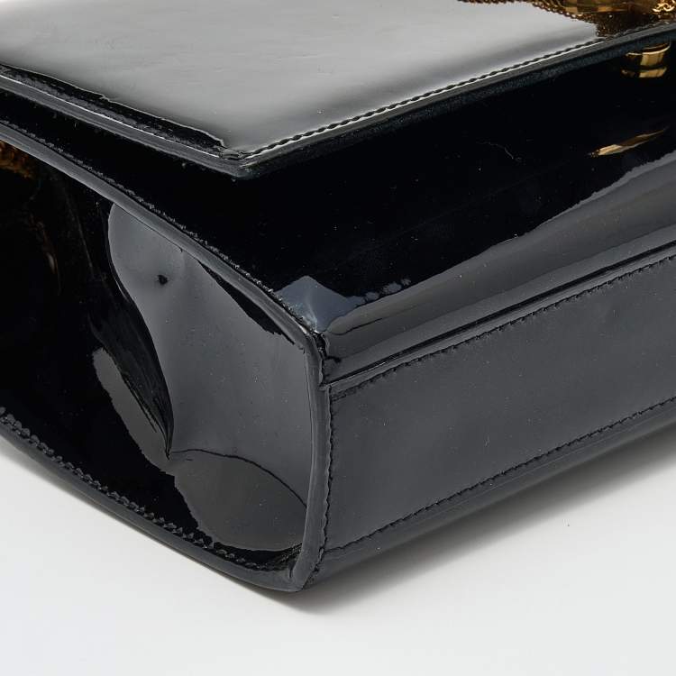 Pre Owned Saint Laurent Black Patent Leather Medium Kate Tassel Shoulder Bag