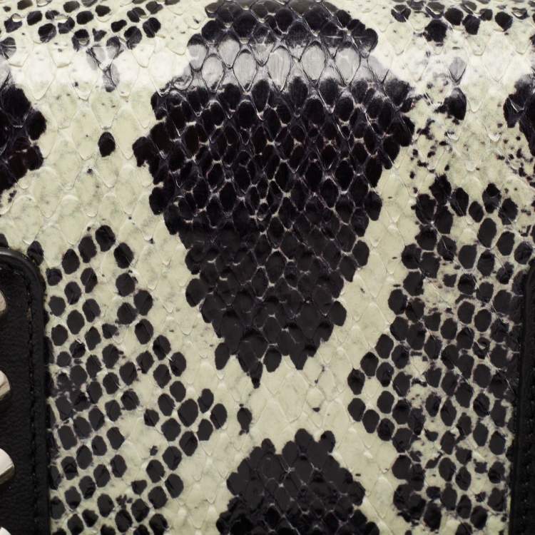 Pre Owned Saint Laurent Two Tone Python And Leather Betty Embellished Flap Shoulder Bag