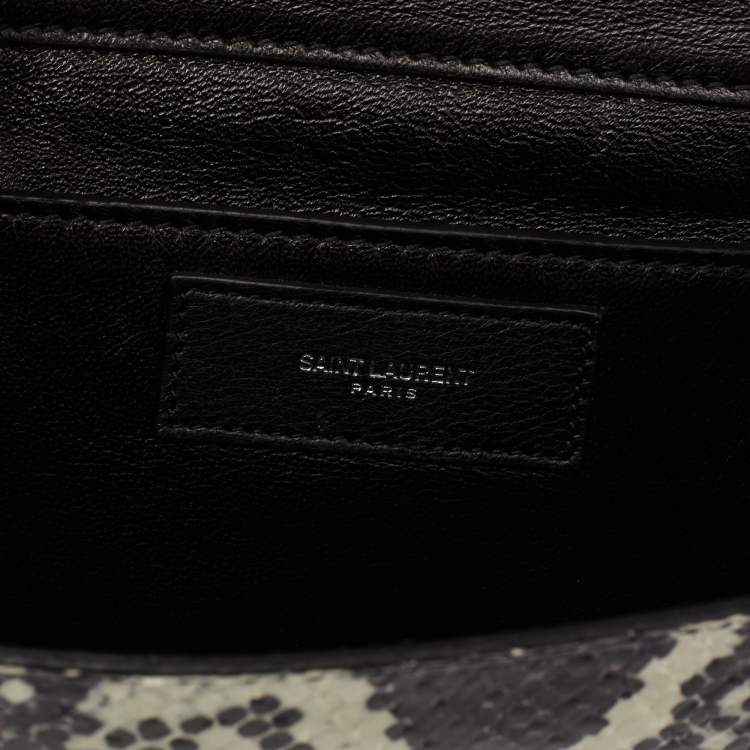 Pre Owned Saint Laurent Two Tone Python And Leather Betty Embellished Flap Shoulder Bag