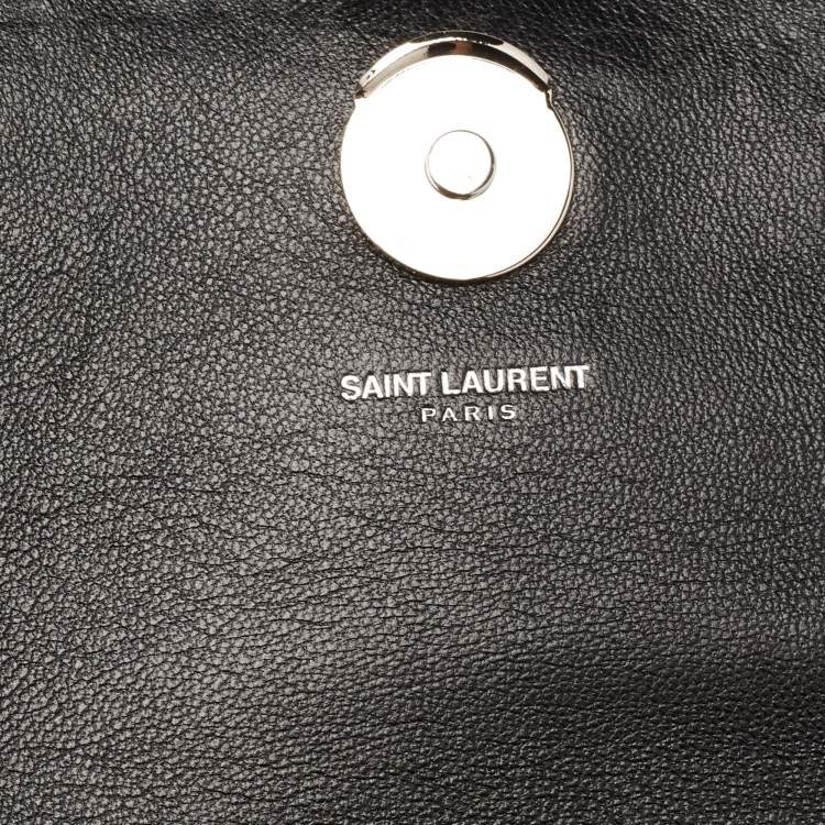 Pre Owned Saint Laurent Two Tone Python And Leather Betty Embellished Flap Shoulder Bag