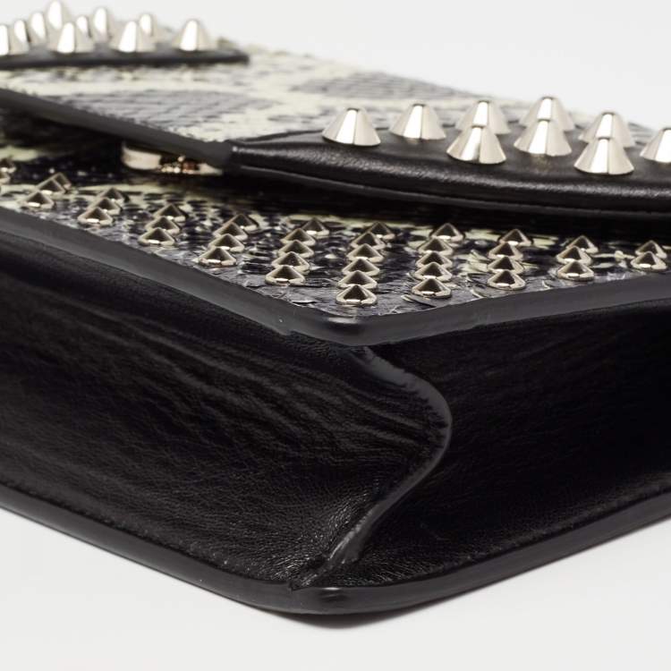 Pre Owned Saint Laurent Two Tone Python And Leather Betty Embellished Flap Shoulder Bag