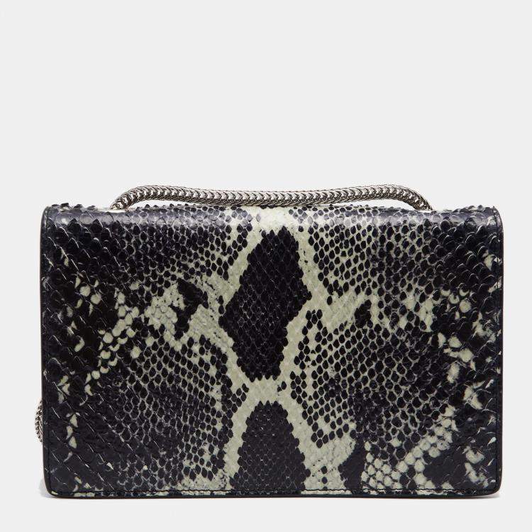 Pre Owned Saint Laurent Two Tone Python And Leather Betty Embellished Flap Shoulder Bag